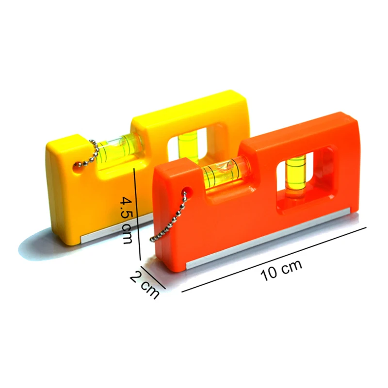 Portable Chain Level Meter 100 mm Spirit Level Yellow Blue Orange Horizontal Measuring with Magnetic Base 2 Level Bubble