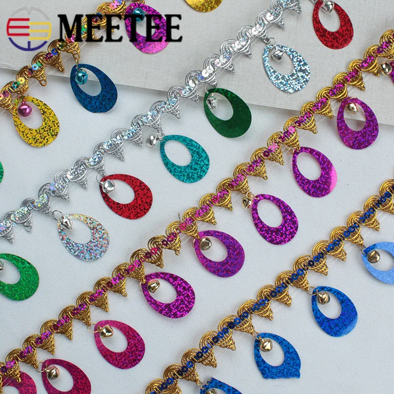 

Meetee 4Meters 6cm Tassel Pendant Lace Sequins Fringed Trims Ribbon DIY Stage Clothing Accessories Manual Sewing Decor RC010
