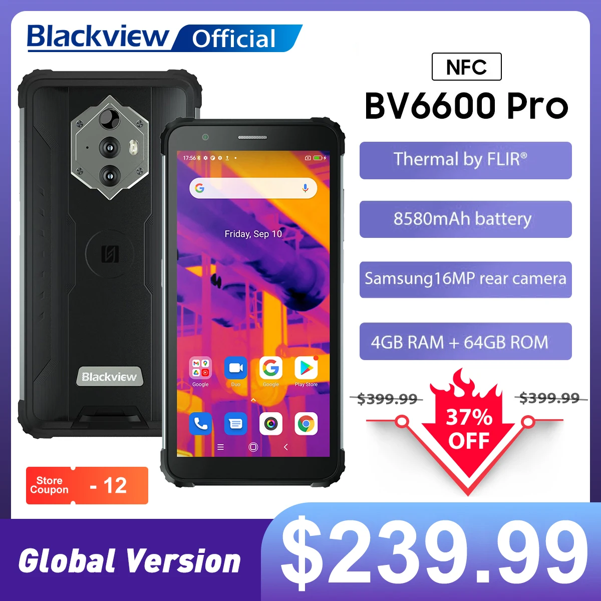[В наличии] Blackview BV6600 Pro Rugged мобильный телефон тепловизионная камера FLIR®Смартфон