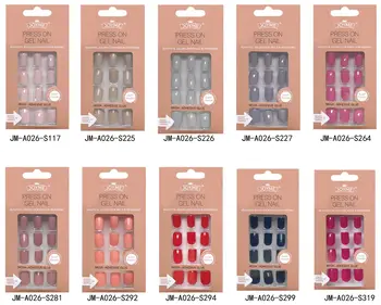 Искусственные ногти накладные ногти накладной пресс на гроб с клеевой палочкой дизайн прозрачный дисплей короткий набор полное покрытие И...