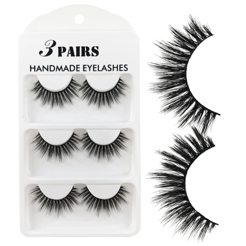 

New 3 Pairs Natural False Eyelashes Fake Lashes Long Makeup 3d Mink Lashes Extension Eyelash Mink Eyelashes For Beauty
