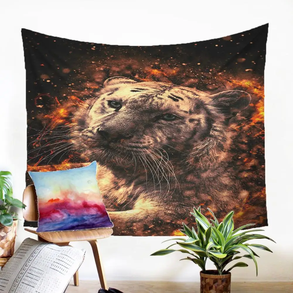 

Fabic Carpet On The Wall Ferocious Tiger Pattern Gobelin Beauteous Macrame Panel Magnificent Tapestry For Living Room Dorm