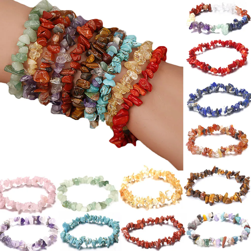 Hot Bracelets Healing Natural Stone Crystals Chips Tourmaline Strand