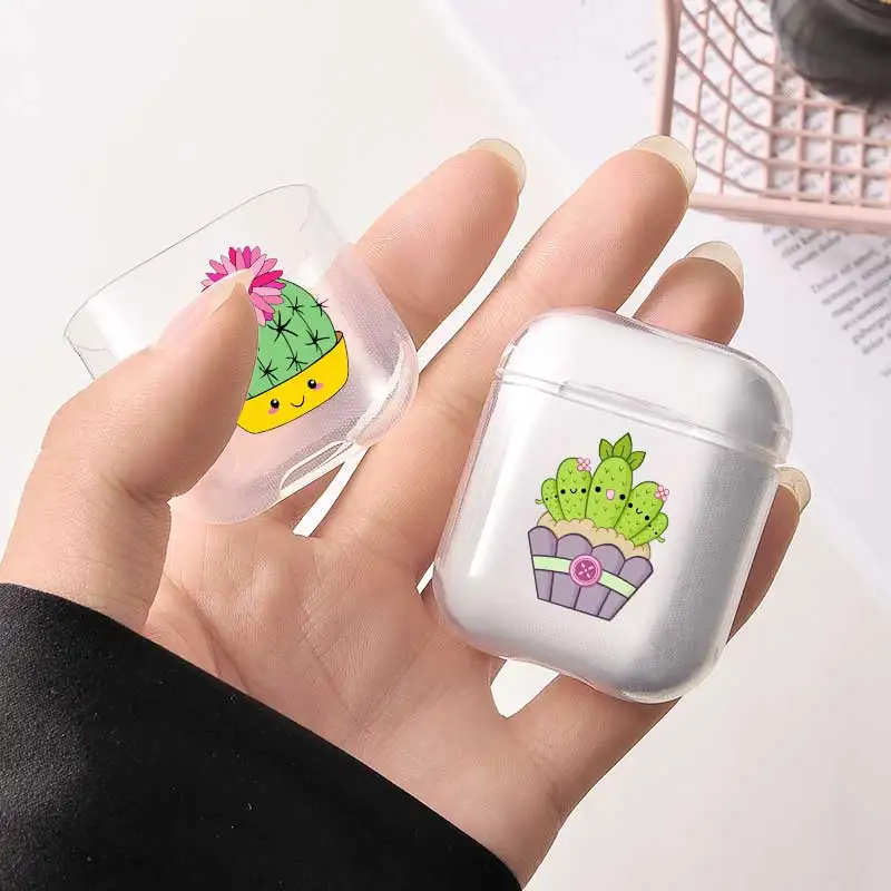 Прозрачный чехол для Apple Airpods 2 1 креативный s AirPods сумки с принтом кактуса защитный