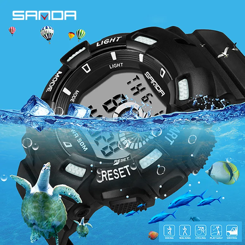 

SANDA Digital watch student Multi-Function Sports Life Waterproof Watch Luminous Alarm week display electronics kids