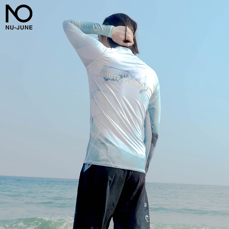Nu-June 50UV Protect Surfing Rash Guard Men Swimwear Long Sleeve Swimsuit Mens Rashguard Surf Shirt For Swimming Sail 6