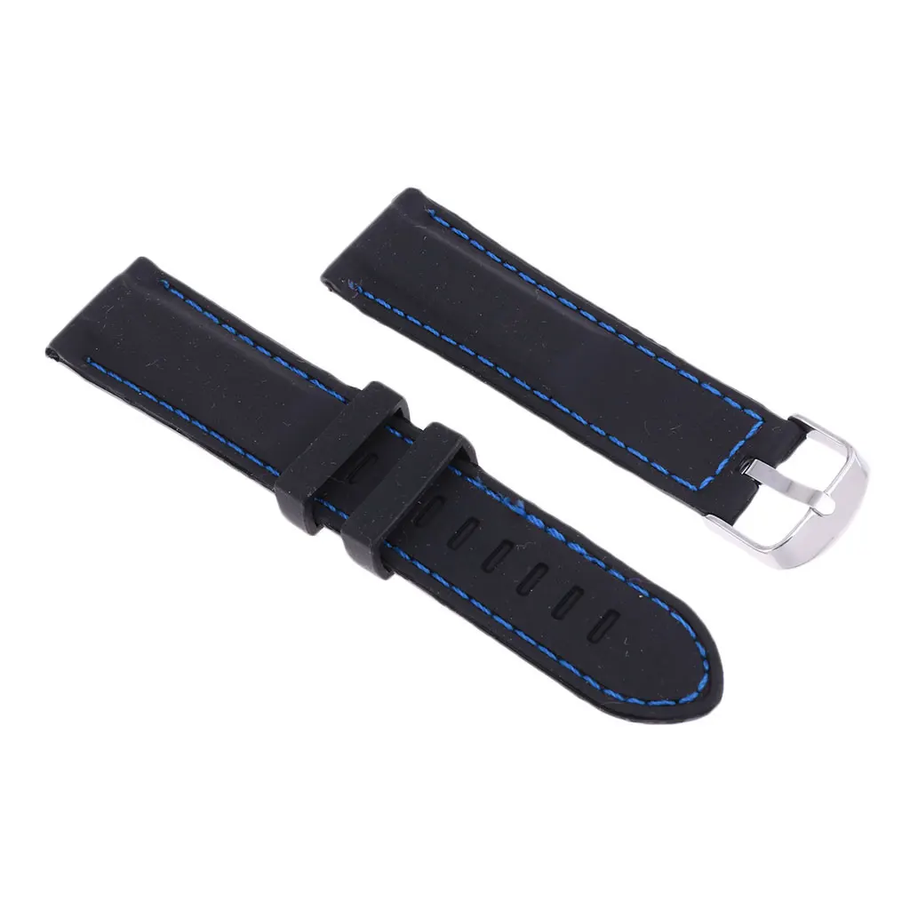 Universal 22mm 24mm 26mm Width Silicone Watch Band Replacement, Choose Size and Stitching Line Color