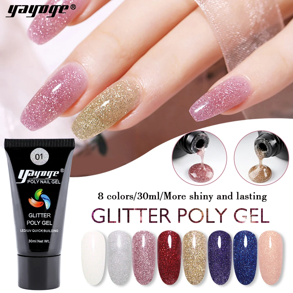 Yayoge Poly Nail Gel Glitter Poly Builder Uv Gel For Nail Extension