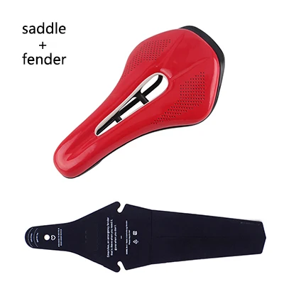 red with fender Сиденье для велоспорта, ультралегкое седло для шоссейного велоспорта, мягкое Велосипедное Сиденье, комфортное седло для горного велосипеда, седло для горного велосипеда, подушка для гоночного велосипеда - Цвет: red with fender