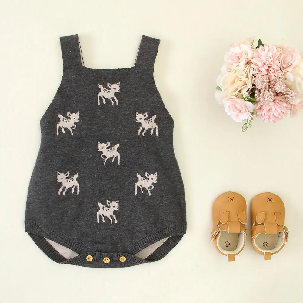 Baby Bodysuits Sleeveless Newborn Bebes Onesie Tops Funny Deer Knitted Infant Kids Bebes Body Suits Toddler Boys Girls Jumpsuits