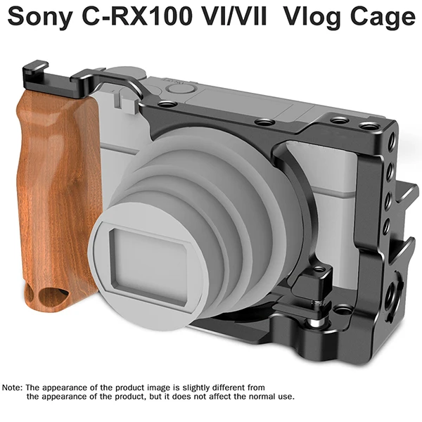 Металлическая камера Vlog клетка для sony RX100 VI/VII двойной Холодный башмак довольно съемная пластина с деревянной рукояткой 1/4 винт аксессуары