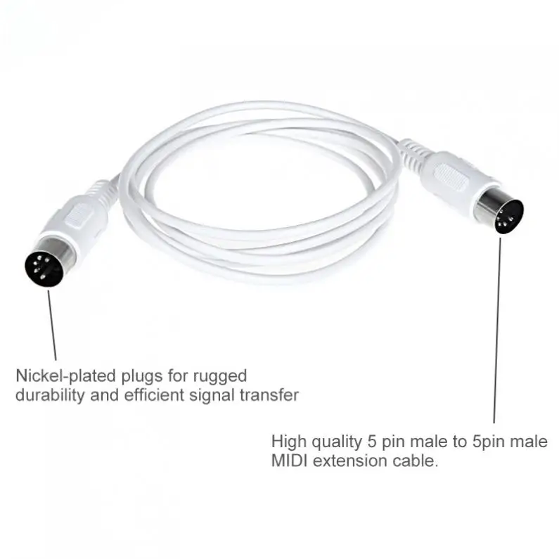 1.5m/4.9ft 3m/9.8ft MIDI Extension Cable 5 pin male to 5 pin male Electric Piano / Organ Keyboard Musical Instrument PC Cables