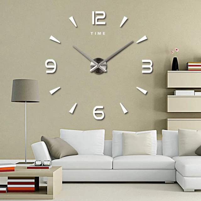 Duży zegar ścienny kwarcowy 3D DIY duże dekoracyjne zegary kuchenne lustro akrylowe naklejki Oversize zegar ścienny do domu z literami Home Decor 1