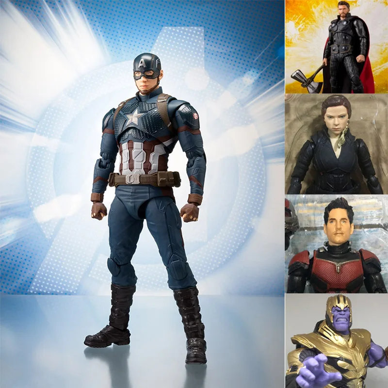 

Marvel Avengers 4 Captain America Thanos ANT-Man Black Widow Thor 15cm PVC Action Figures Toys Model Toys For Christmas Gifts