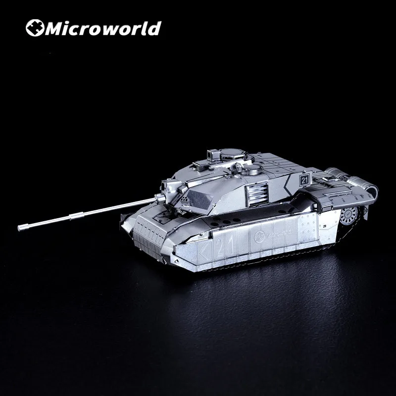 Microworld 3D Styling Tank Puzzle Toys Challenger 2 Tank Model Kits DIY Metal Jigsaw Teen Birthdays Gifts For Desktop Decoration 4