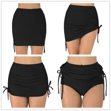 Сексуальная боковая повязка, короткая юбка, бикини, Одноцветный купальник, женское нижнее белье, платье, купальник, женский купальник