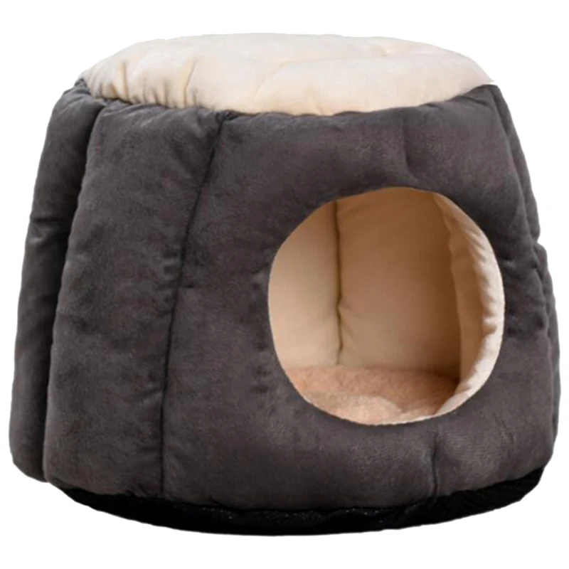 Tree Block Small and Medium Dog Kennel Semi-Closed Warm Cat Litter Pet Nest Mattress - Цвет: Gray