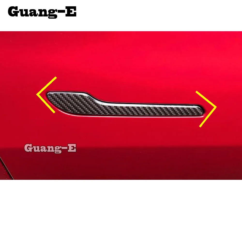 

Car style cover detector stick frame trim carbon fiber molding door handle armrest 4pcs For Tesla model 3 Model3 2018 2019 2020