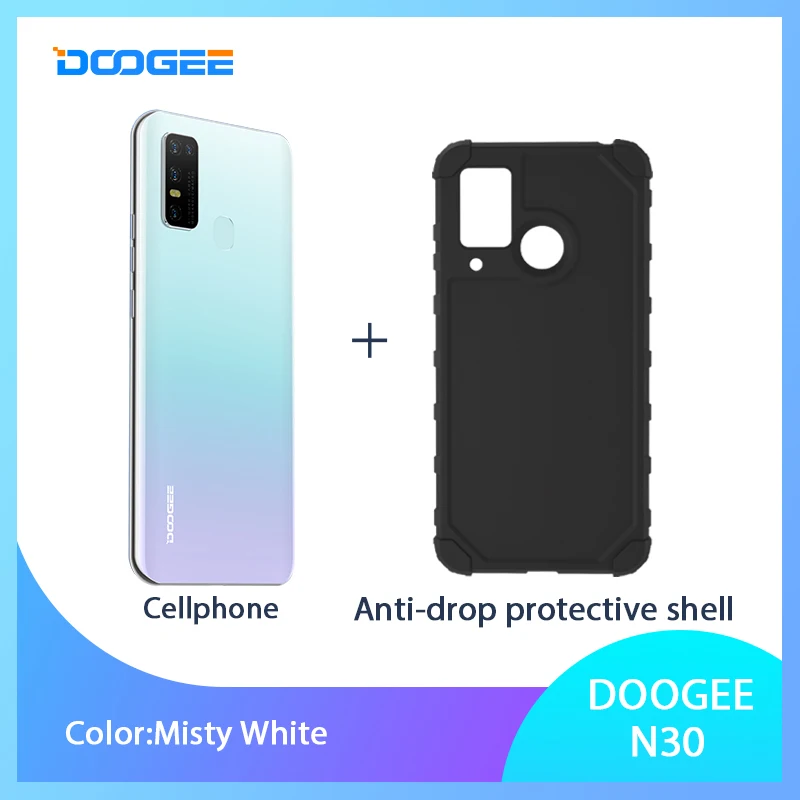 DOOGEE N30 Global Version 6.55"inch 16MP AI Main Quad Camera 128GB ROM Octa Core Cellphone 4500mAh Large Battery Android 10 OS waterproof unlocked cell phones Android Phones