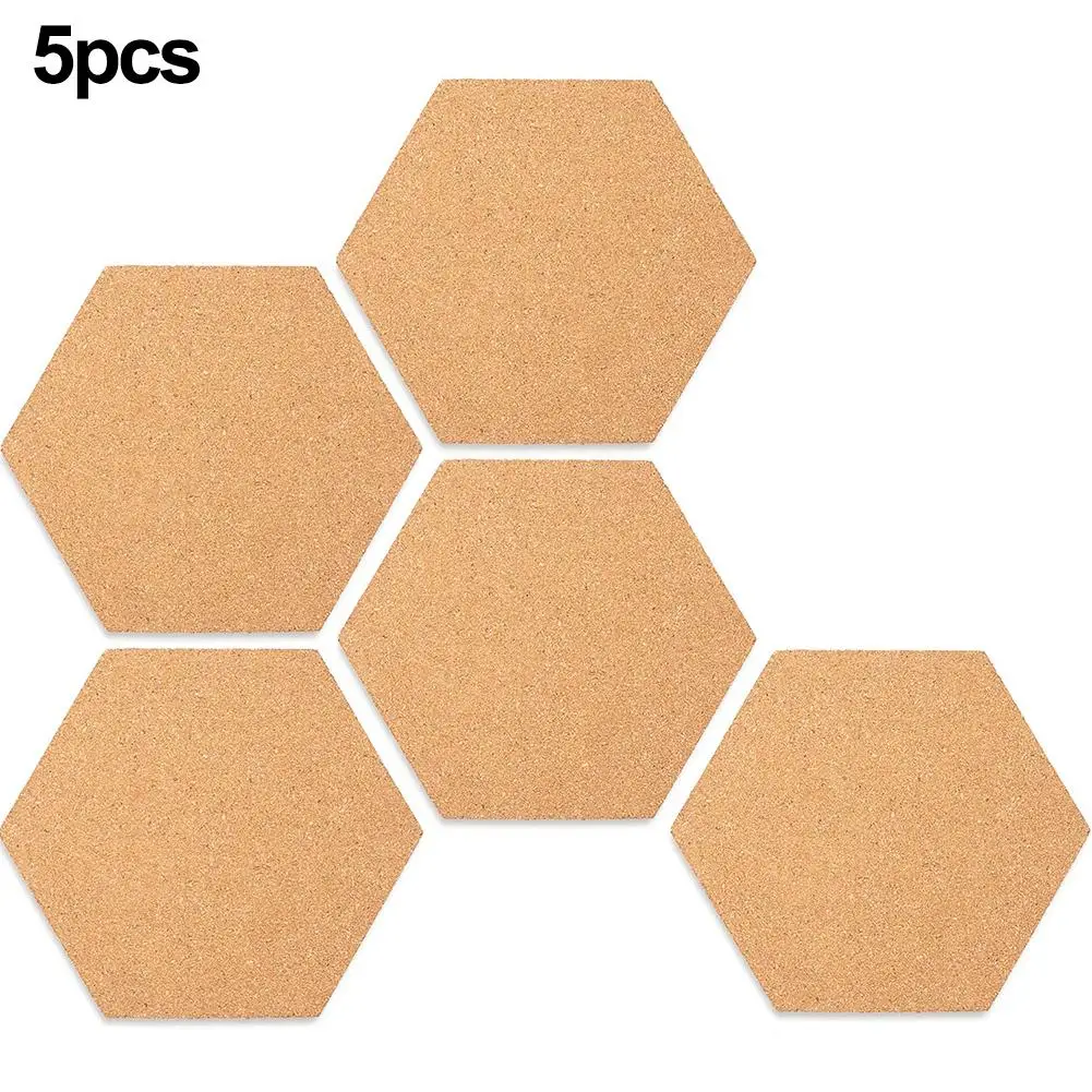 

5 Pack Hexagon Cork Board Tiles Tiles Self Adhesive, Mini Wall Bulletin Boards For Pictures, Notes, Home Decor And Office Memo