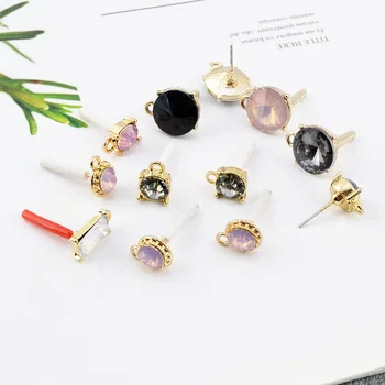 

Alloy Man-made Diamond Diamond Set Ear Stud Square Circle Europe and America Retro Man-made Diamond Ear Stud Ear Stud Handmade D