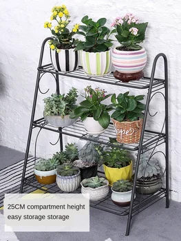 

Floor flower stand Iron multi-layer living room balcony flower pot rack wall hanging green flower shelf