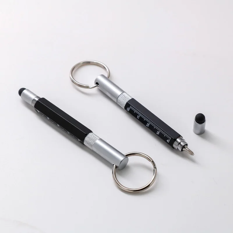 Multifunction Pen Mini Pocket Size Metal Ball Pen Rotating Small Portable Tool With Keychain