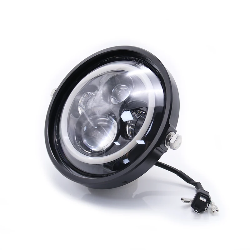 7 дюймов Ангел глаз DRL мотоцикл Hi& lo луч фары поворотники для Harley Sportster XG XR VRSCD Dyna проектор светодиодный налобный фонарь - Цвет: Black