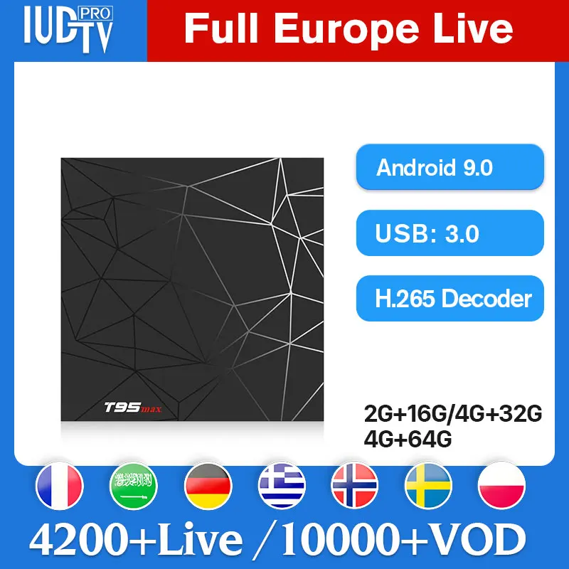 

IPTV Portugal Spain Germany France IPTV subscription IUDPRO T95Max Android 9.0 6K H.265 IPTV Sweden Portugal Spain Belgium IP TV
