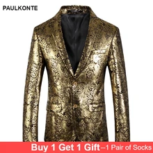2019 New High Quality Gold Printing Men'S Suit Jacket High Quality Business Casual Fashion Trend Wild Men'S Single West M-5XL 2019 New High Quality Gold Printing Men'S Suit Jacket High Quality Business Casual Fashion Trend Wild Men'S Single West M-5XL