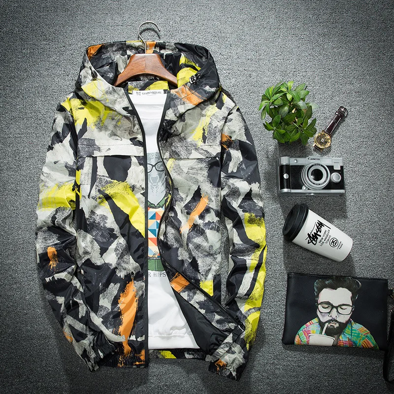 

Floral Bomber Jacket Men Hip Hop Slim Fit Flowers Pilot Spring Jacket Outdoor Summer Coat Sportwear Hooded Jackets
