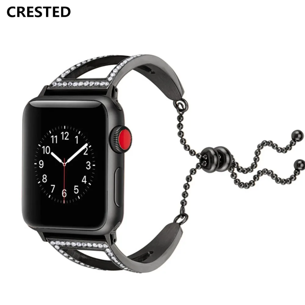 

Crystal Diamond Strap For Apple Watch 4 Band 44mm 40mm Stainless Steel Iwatch Series 3 2 1 42mm/38mm wrist Bracelet