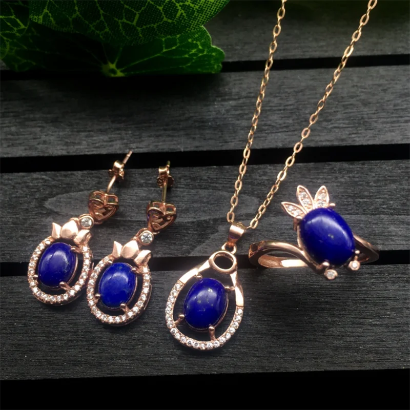 MeiBaPJ натуральный драгоценный камень Lapis модный набор украшений для женщин Настоящее 925 пробы Серебряное очарование изысканные свадебные украшения