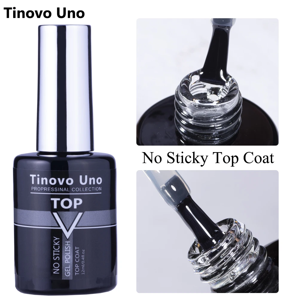 Tinovo Uno warstwa wierzchnia nie lepki żelowy lakier do paznokci UV 12ml błyszczący diamentowy lakier nawierzchniowy bez wycierania półtrwały Vernis Gellak do zdobienia paznokci