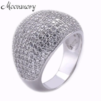 

Moonmory 925 Sterling Silver Ring With Clear Cubic Zirconia Vintage Rings For Women Wedding Engagement European Fashion Jewelry