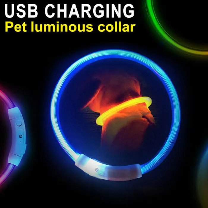 Горячая Распродажа USB Перезаряжаемый светодиодный ошейник для собак и питомцев мигающий регулируемый безопасный светильник с цепочкой на шею 688