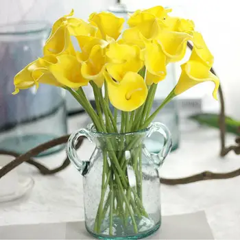 1pc Artificial Flowers Wedding Decoration PU Calla Lily Flowers Bouquets Home Autumn Decoration Artificial Plants Fake flores