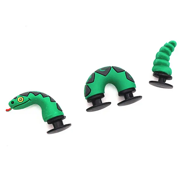 Novelty 3D Dragon Snake Garden Shoe Decoractions Cartoon Animals Style Croc Shoe Charm Accessories Give Your Child the Best Gift SHE 3 Pcs a Set