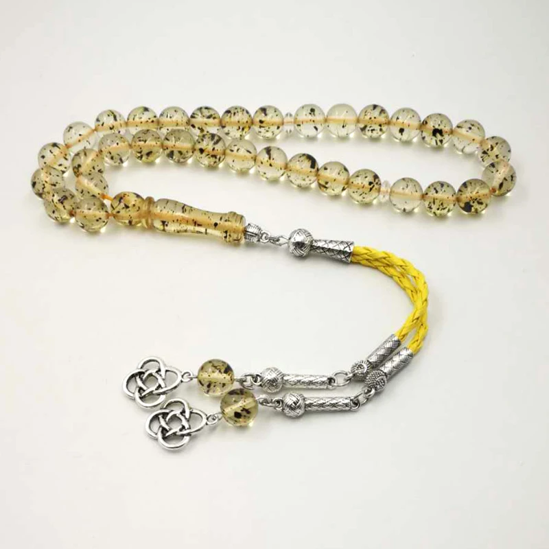 Мужской подарок tasbih Eid al-Adha мусульманские четки желтая кисточка 33 45 66 99 молитвенные бусины pusheen ALLA Misbaha браслеты