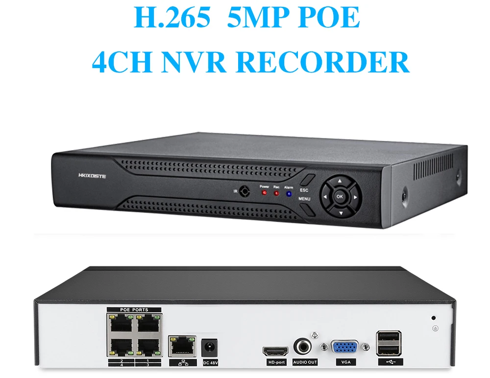 H.265+ Max 5MP 4CH 8CH 4MP 48V POE NVR до 8CH аудио выход видеонаблюдения безопасности распознавание лица видео рекордер для POE IP камеры