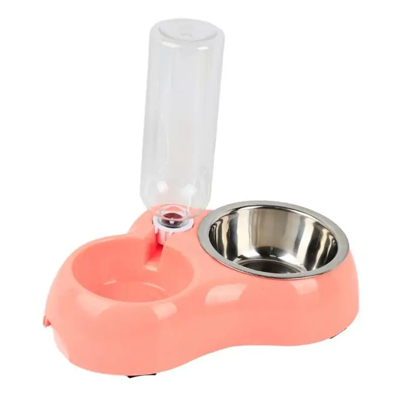 07 Pink Двойные миски, Нескользящие миски для кошек с приподнятым подставкой, миски для еды и воды для домашних животных, кормушки для собак, двойные миски для питья домашних животных - Цвет: 07 Pink