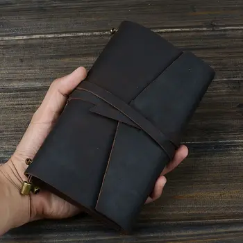 

Crazy Horse Leather Notebook Vintage Business Travel Journal Notepad Scrapbook 24BB