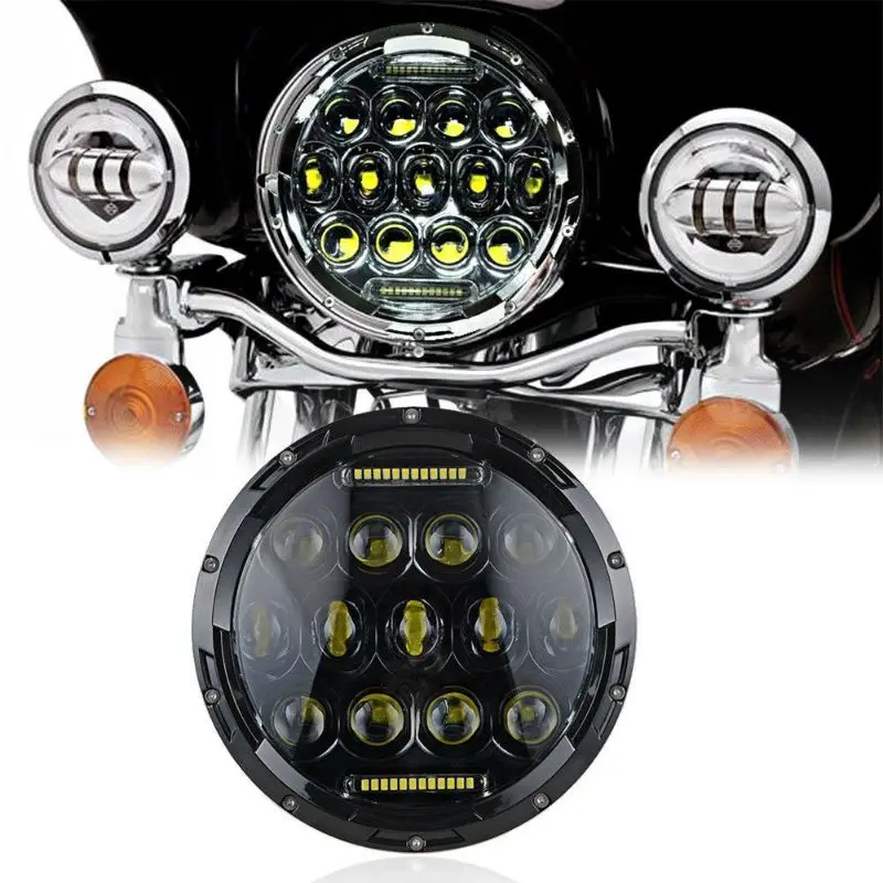 7" 75W Motorcycle LED Headlight Black/Chrome H4 Car Light for 1993-2008 Ducati Monster 1000 600 Road King Touring