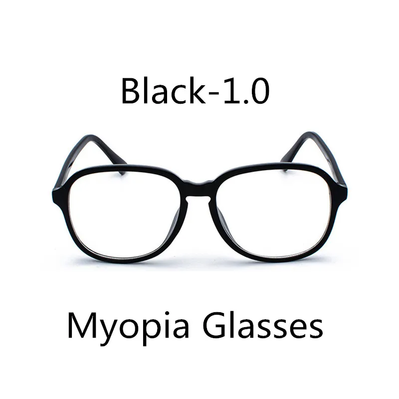 Black-1.0 Elbru, негабаритная оправа, очки для близорукости, для женщин и мужчин, ретро, прозрачная оправа, оптическая, для компьютера, близорукие очки с+ 1,0 до+ 6,0 - Цвет оправы: Black-1.0