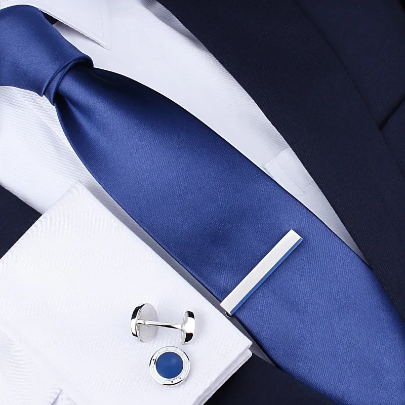 Мужской однотонный галстук HAWSON для костюма с запонками и набор зажимов для галстука-профессиональная Подарочная коробка для джентльмена