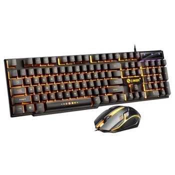 

Gaming Mouse Non Slip Ergonomic LED Rainbow Backlit Replacement Parts Wired USB Keyboard Set 104 Key Home Office Splash Proof