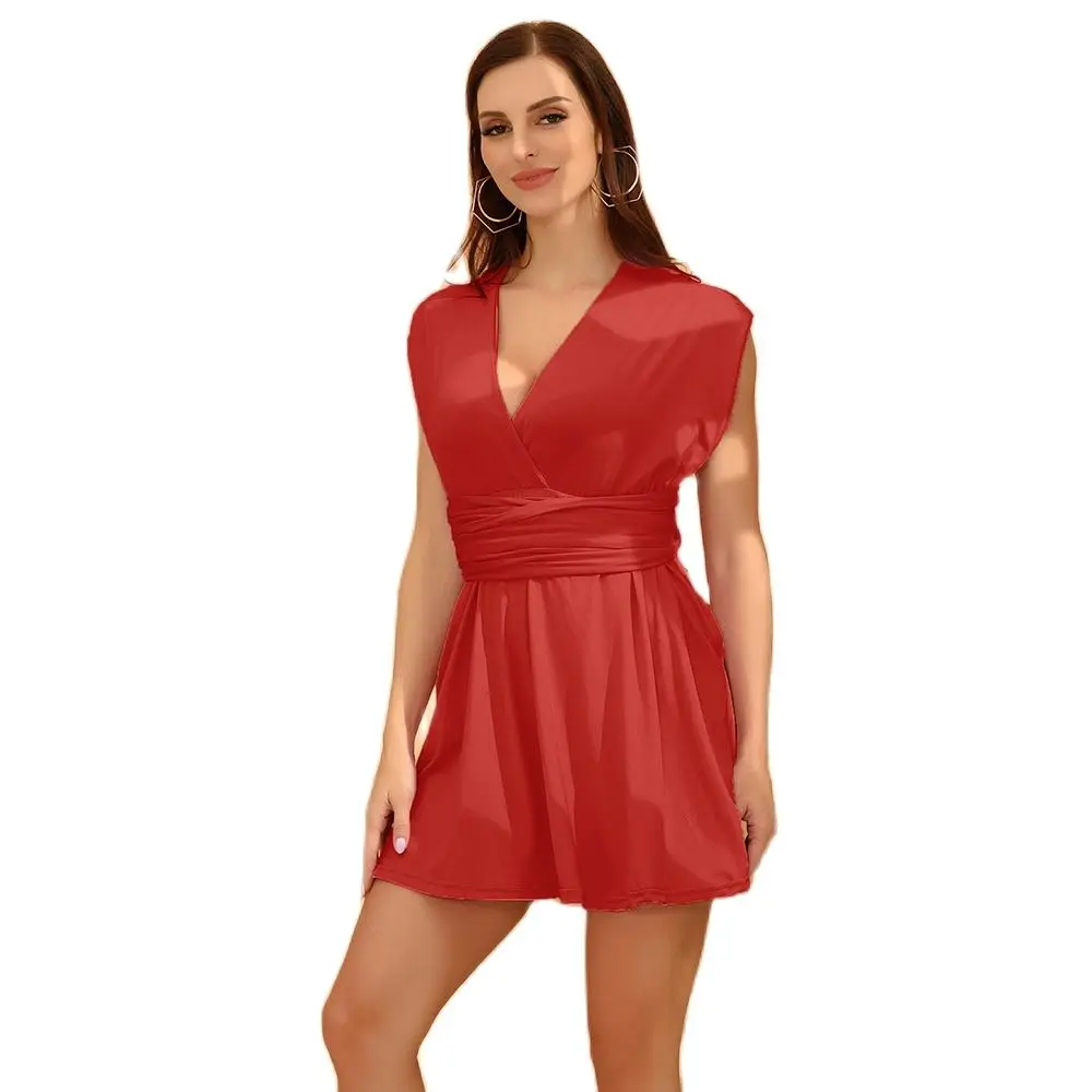 Mini Abito Sexy Estate 2021 Nuovo Trendy Multi-Way Rosso Backless Grazioso Lace Up Sexy Sweet Women Summer Mini Party Dress