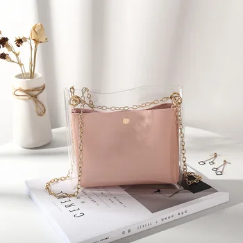 

2020 new bucket bag Korean version transparent bag jelly bag shoulder bag
