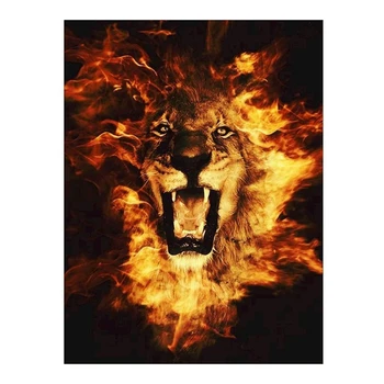 

DIY 5D Diamond Painting Kit for Adults Diamond Art Kit, Paint with Diamonds Embroidery Painting Cross Stitch-Flame Lion