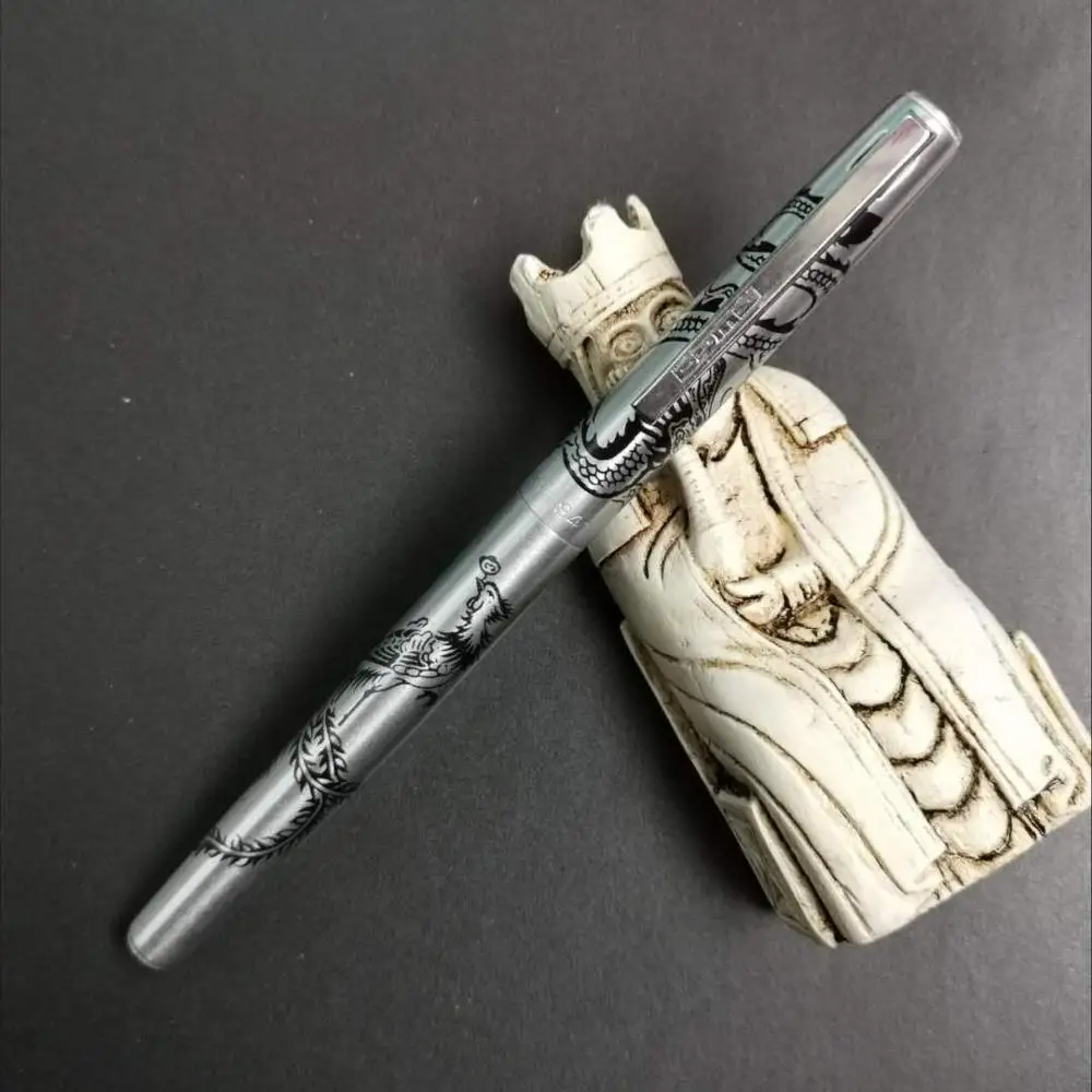 

Old Stock Hero Steel Dragon and Phoenix Pattern Fountain Pen Fine Nib Stationery Office school supplies